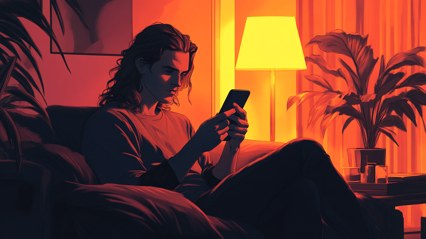 A person responding to a call marked No Caller ID while appearing uncertain 