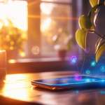 Phone on a table with glowing symbols illustrating how caller ID reveals who is calling