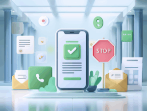Graphic of a smartphone and a government document icon representing the Do Not Call Registry.