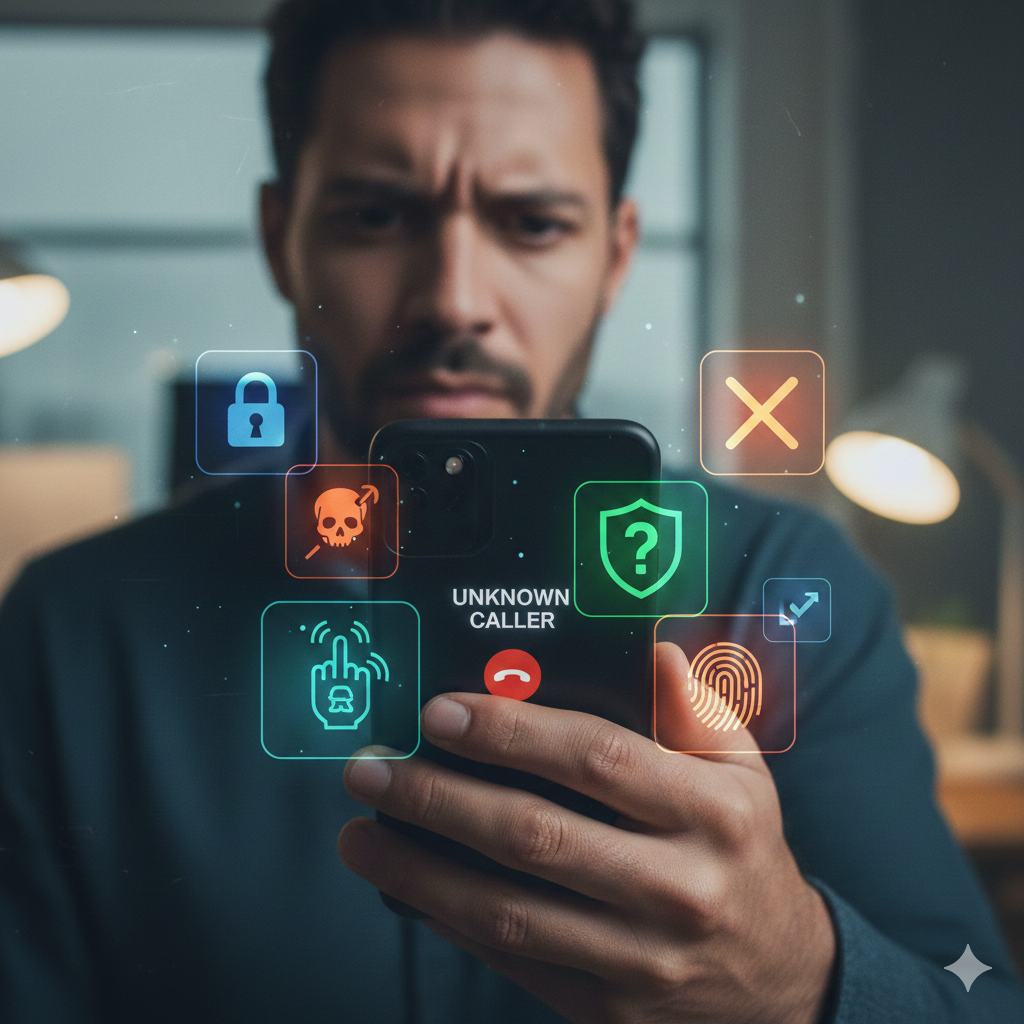 Cell phone in hand unknown phone calls